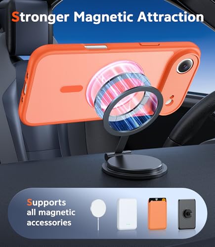Image of FNTCASE for iPhone Air Case Matte: Magnetic Phone Cases with Screen Protector Compatible with Magsafe Slim Anti Yellowing Rugged Shockproof Protective Translucent Cell Phone Cover (C-Orange)