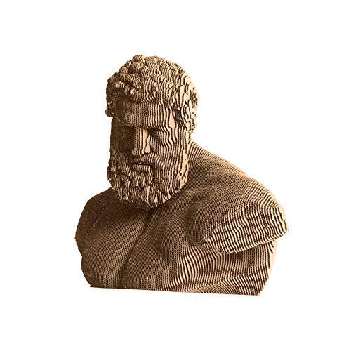 Herakles Bust Cardboard Sculpture,DIY Craft Kit,Handmade Hercules Statue,3D printing Art,Brown,White,Black Color,Sliced Corrugated Cardboard,Home Decor,Teens Gift