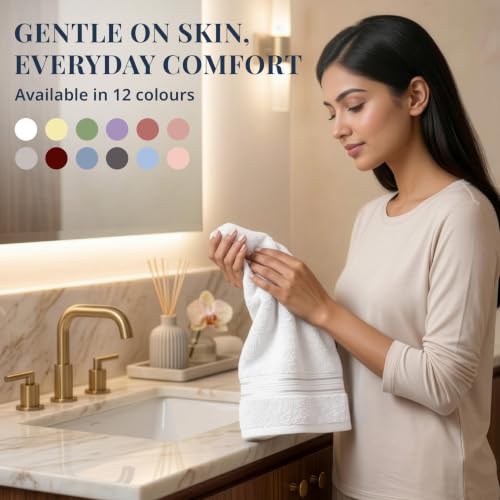 Image of LANE LINEN 575 GSM 100% Cotton Hand Towel 2PC - White