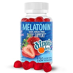 Dippin’ Dots – Melatonin Sleep Support Gummies (120 Count) Strawberry Sunset Creme Flavor Chews | 2.5mg Per Gummy Sleep Supplement for Children and Adults | Supplement for faster Faster & Longer Sleep