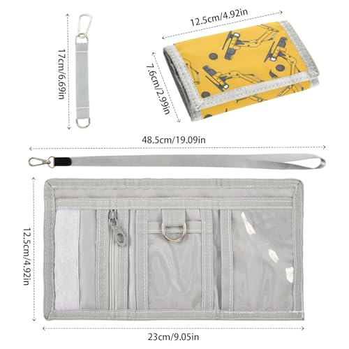ALAZA Kids Wallets for Boys Girls Toddler Trifold Wallet Children Small Yellow Excavator with Zipper Coin Pocket3