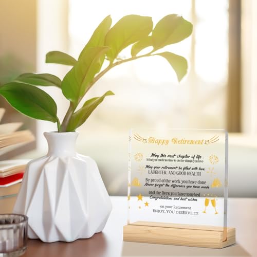 Image of Acrylic decoration Retirement Gifts for Women /Men, Happy Acrylic Retirement Gifts,Happiness Gag Gift for Retirees-retire gift for retired cadre worker Coworker Teacher Nurse Boss