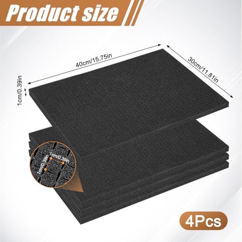 4 Stück 400x300mm Schaumstoff Zuschnitt Rasterschaumstoff, Zuschneidbare Netzschwamm kann zum Schutz von Werkzeugen, Kameras, Zerlegbar, Schaumstoffeinlage Aufprallschutz (1 cm dick)