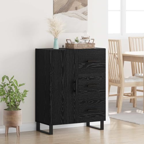Armario de madera para salón y pasillo, aparador de roble negro moderno de 69,5 x 34 x 90 cm 3