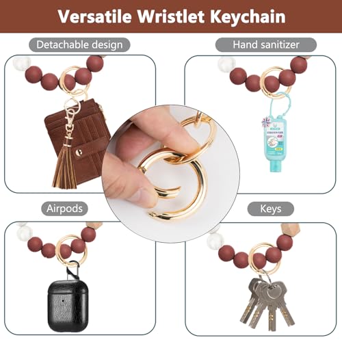 Image of KNGITRYI Wristlet Wallet for Women,RFID Keychain Wallet with Beaded Strap