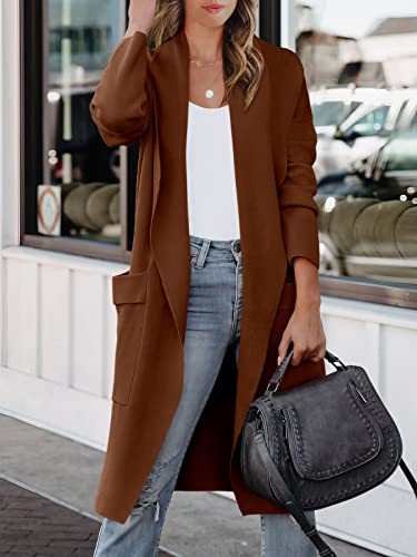 Logene Women's Long Cardigans For Women Casual Fall Soft Sweater Coat Warm Wool Chunky Coatigan Jacket Long Blazer Knit Cozy Overcoats Outwear Outfits-5L80-Kafei-Xl Coffee #TOP4