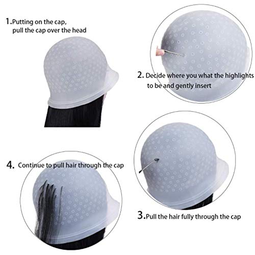 ayushicreationa Reusable Hair Coloring Highlighting Silicone Dye Cap with Metal Hook for Men and Women (Multicolor,Pack_of_1)