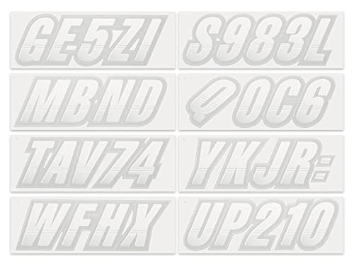 Image of STIFFIE Techtron White /Silver 3 inch Boat & PWC Registration Decals • Numbers Letters Stickers