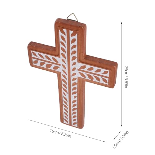 Cruz de madera tallada a mano con un refinado acabado floral rústico BESTOMZ 2