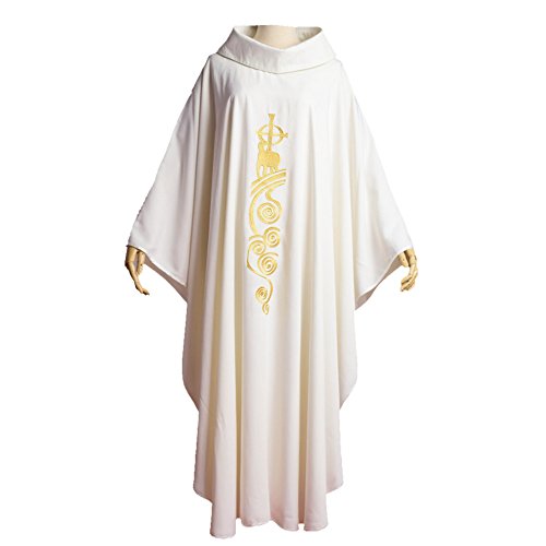 BLESSUME Blanc Catholique Église Chasuble Prêtre Robe Hommes Clegy Vêtements