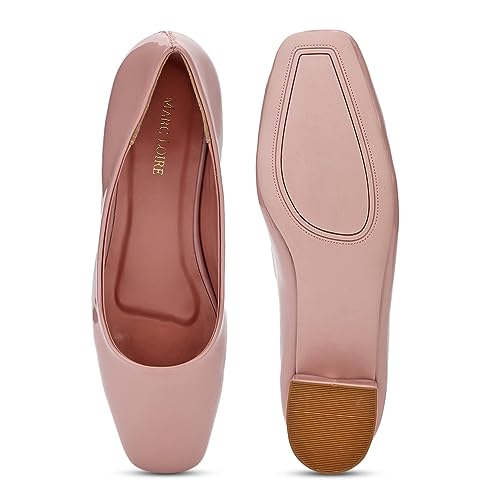 Image of Marc Loire Women Square Toe Solid Block Heel Pumps for Office, Party and Formal Wear