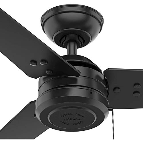 Hunter 50260 Cassius Outdoor Ceiling Fan With Pull Chain, 44", Matte Black Finish #TOP1