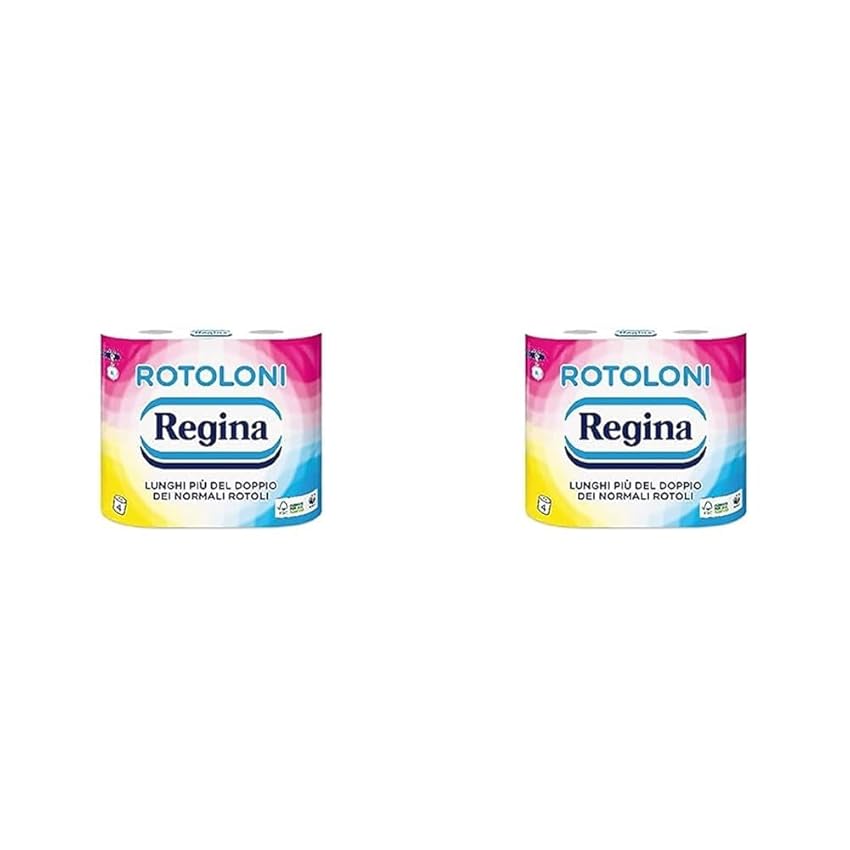 Immagine del prodotto Rotoloni Regina - 4 Maxi Rotoli di Carta Igienica, 500 Fogli a 2 Veli, Lunghi Più del Doppio dei Normali Rotoli, Confezione 50% in Plastica Riciclata, Carta 100% Certificata FSC® (Confezione da 2)