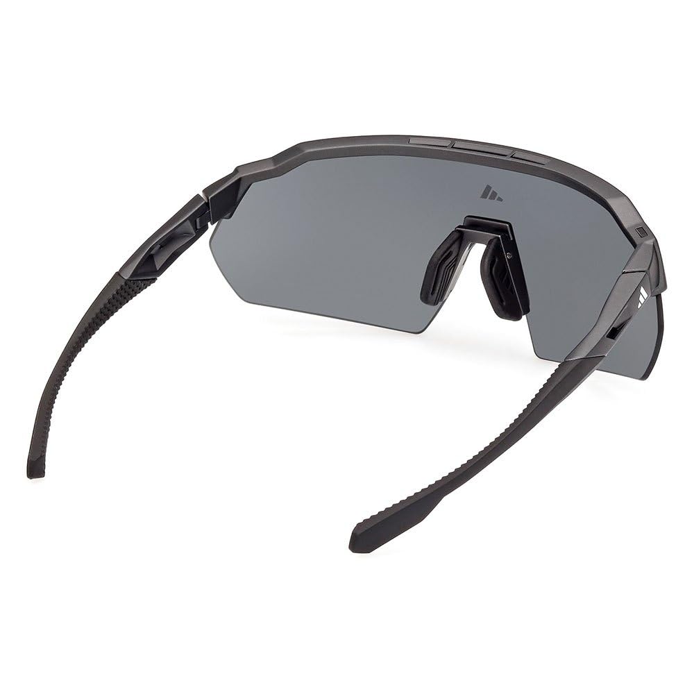 adidas Sport SP0093 Sonnenbrille Herren und Damen, Unisex Sportliche Dünne und Leichte Sonnenbrille, Bildschirm Linsenform, Inklusive Etui, Polarisierte Rauchgläser, Matt Schwarz