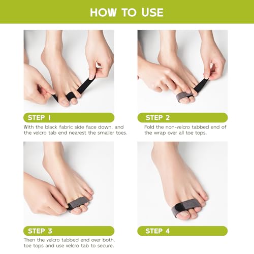 Image of Bukihome Hammer Toe Straightener - Reusable Fabric Toe Wraps Protect and Straighten Hammertoes - Toe Corrector for Men and Women - Realign Bent, Curled, Crooked, Claw, Hammer Toes (Dark Gray, 6 Pack)