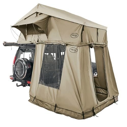 Prime Tech | Extended L Autodachzelt mit Vorzelt | Softshell-Dachzelt mit...