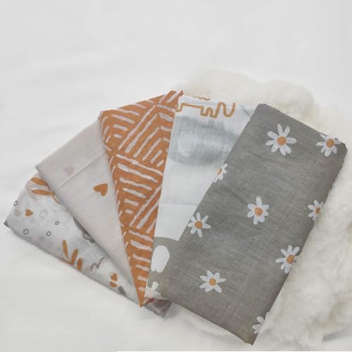 Image of Trance Home Linen Super Ultra Soft 100% Cotton Malmal Baby Swaddle Cloth | Baby Wrap for New Born Babies | Skin Frindelly Soft Baby Towel |New Born Swaddles-(100x100 Cm, Terra Tots,Pack of 5)