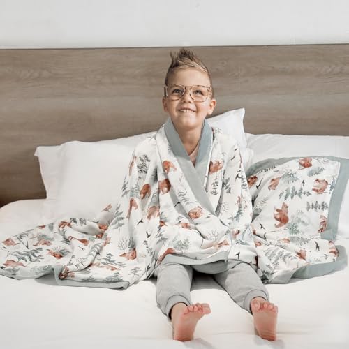 Image of GRSSDER Cotton Muslin Quilt Blanket 55 inch x 69 inch - 6 Layers Reversible Breathable Throw Blanket, Soft Lightweight All Season Blanket for Couch Bed Travel, Nursery and Home Use