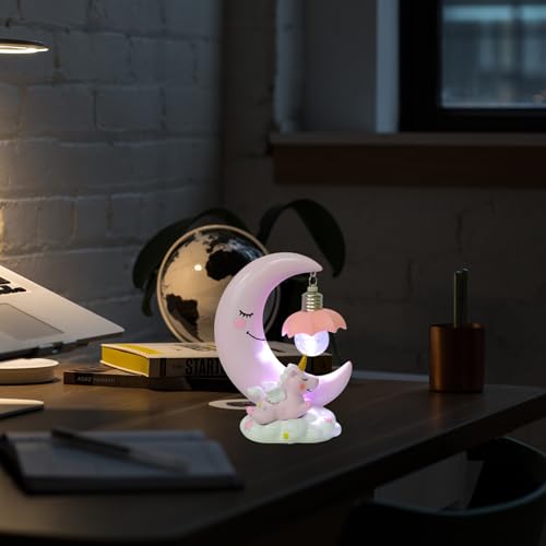 Lámpara de mesa decorativa luna de resina para dormitorio miniatura 5