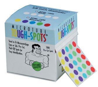 Tough-Spots Multi-Roll, 3/8" Diameter, Assorted Colors, 5 Labels Across, 5,000 Labels per Roll