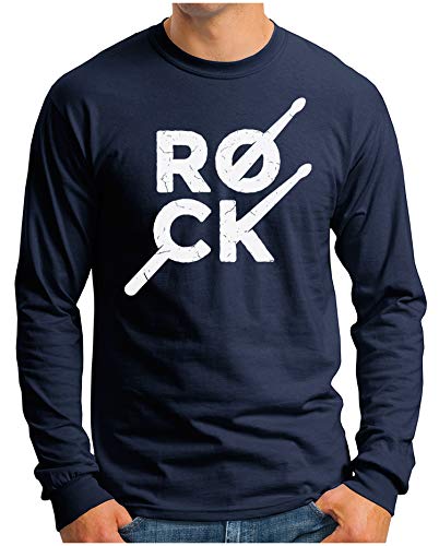 T-shirt manches longues homme bleu marine OM3 Rock-Drumsticks en taille L