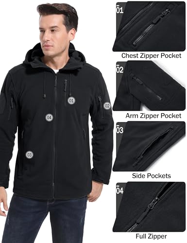 Image of CRYSULLY Men's Tactical Hoodies Jacket Warm Winter Fleece Jacket
