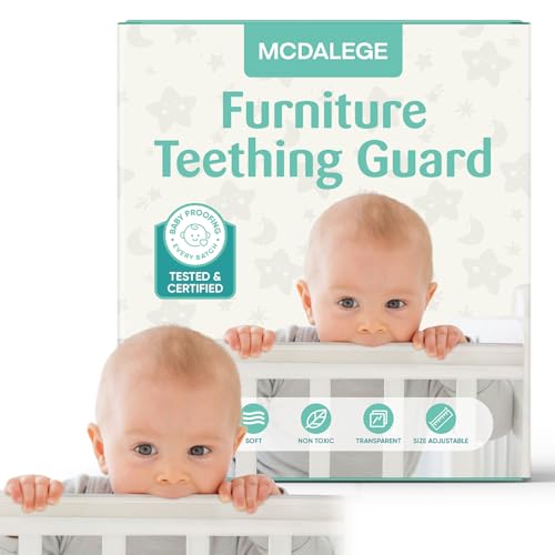 MCDALEGE Furniture Edge Protector for Baby - Plastic Crib Protector from Chewing - CPC Certified, CPSC Tested, LFGB Food Grade (118.11 * 1.97in)