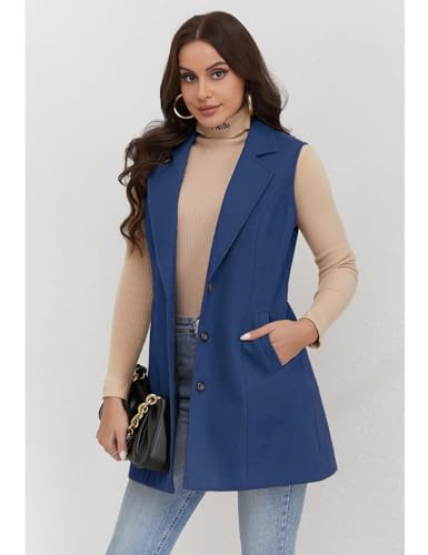 Image of IDEALSANXUN Plaid Vest for Women Fall Winter Sleeveless Blazer Jackets