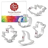 Ann Clark Cookie Cutters 5-Piece Mini Halloween Cookie Cutter Set with Recipe Booklet, Mini Pumpkin, Mini Bat, Mini Witch, Mini Ghost, Mini Maple Leaf