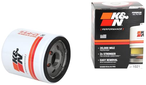 K&N Premium Oil Filter: 20,000 Mile Engine Protection with Wrench Off Nut: Compatible with GMC/Cadillac/Chervolet/Buick (See Product Description for Select Models), HP-1021