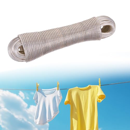 Farnirvana Corde à Linge de 30m avec Noyau en Acier, Corde à Linge, Fil Etendoir Linge Exterieur, Idéale pour l'Extérieur, Jardin, Camping et Utilisation en Voyage