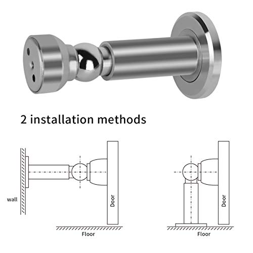 Hommyzone 高さ調節可能 磁気ドアストッパー 高耐久 磁気ドアストッパー 304ステンレススチールドアホルダー 壁と床に取り付け可能 (シルバー) [5]
