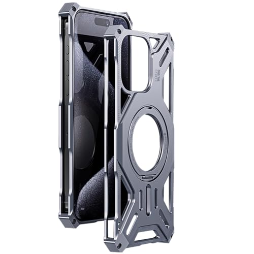yX^h@\EMagsafeΉziPhone 16/16 Pro/16 Pro MaxpP[XAϏՌ~^[O[hA~A360°]X^hAyʕM݌v,Silver,16 Pro