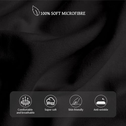 Image of HBHLFZ King Fitted Sheet Only, Soft Breathable Bottom Sheet - 78 inchx80 inch Deep Pockets King Size Fitted Sheet - All Around Stretch Fit, Wrinkle Resistant, Colorfast - Easy Care, Black