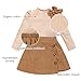 Toddler Girl Plaid Outfits Fall Winter Dress Knit Ribbed Bow Sweatshirt Tops and Button Fashion Skirts Set（Khaki,5T