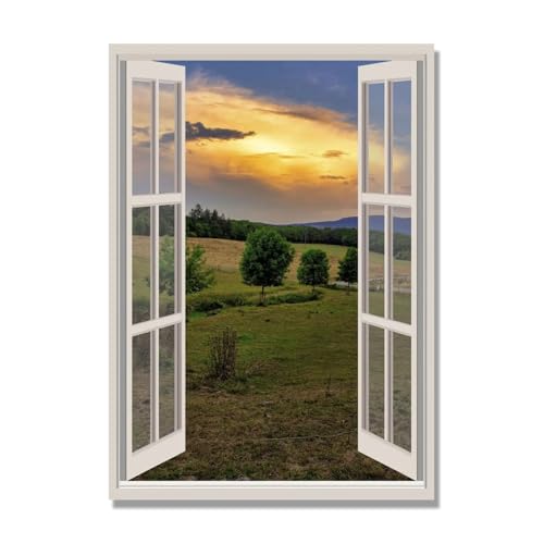 Tableau fenêtre moderne pour salon et bureau déco murale vue paysage avec châssis A29