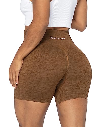 Sunzel Butt Scrunch Shorts Workout Femme 5 Inch, Marron Foncé