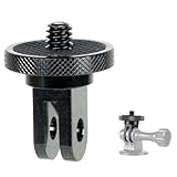 GP規格マウント - 1/4インチ マウント変換 ウェアラブルカメラ トライポッド 丸型 アダプタ アルミ ミニ 三脚マウント 1/4" 雲台 アダプター For GoPro用 互換マウント→カメラネジ(1/4-20規格)に変換 (BLACK)