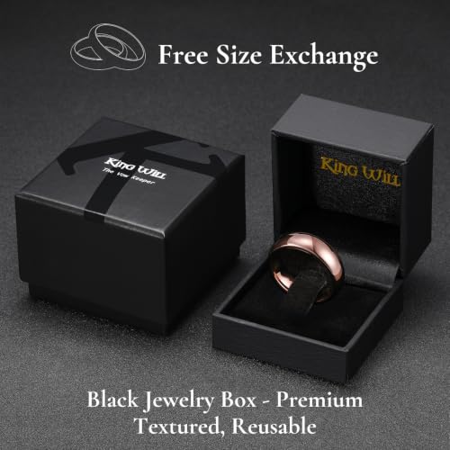 Image of King Will Men's Women's Tungsten Carbide Ring 24k Gold Plated Rose Gold Plated Domed Polished Finish Wedding Band