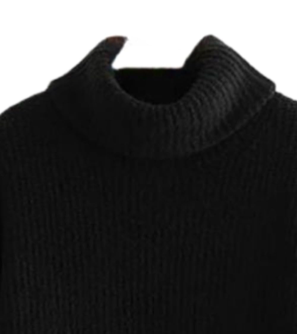 Rollkragenpullover Für Damen, Bonbonfarben, Langärmelig, Leichter Pullover, Lässiger Pullover, Lockere Oberteile, Frühling, Winter, Herbst, Sweatshirt, Strickwaren, Schwarz, M