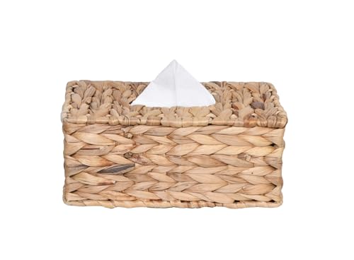 Image of Rattan Tissue Box Cover Rectangle, Decorative Woven Facial Tissue Holder, Hand Woven Wicker Tissue Holder on Table, Bathroom, Car, Office