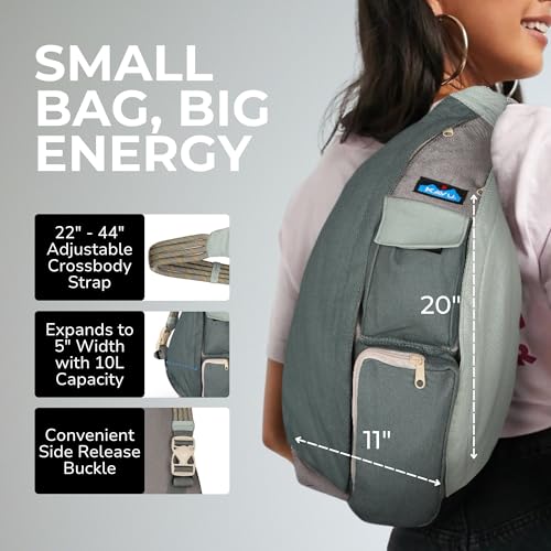 Image of KAVU Rope Sling Bag - Large Crossbody Bags for Women & Men | Hands Free, Cross Body for Travel, Hiking & Everyday Carry, with Padded Back, Adjustable Rope Strap & Cotton Canvas