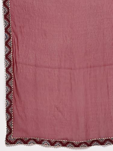 Image of ishin Women's Pure Cotton Maroon Abstract Printed A-Line Kurta suit set with Sharara & Dupatta