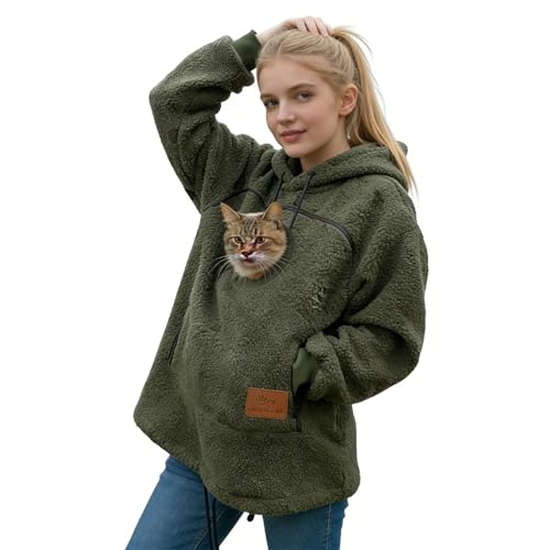 Cat Pouch Hoodie with Zipper