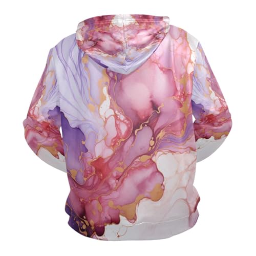 Abstract Pink Marble Hoodies 3D Print Athletic Hooded Sweatshirts for Athlete Men Boys(Health Fabric)2