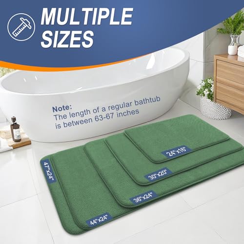 Image of OLANLY Thick Memory Foam Bathroom Runner Rugs 59x24, Extra Soft Absorbent Long Bath Mats, Quick Dry, Non-Slip, Machine Washable Mats for Bathroom, Tub and Shower, Home Decor Accessories, Olive Green