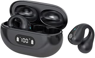 Fones de ouvido de condução óssea,Fones de ouvido Bluetooth 5 .3 sem fio com clipe de orelha para condução óssea,Fones de ouvido para esportes de corrida