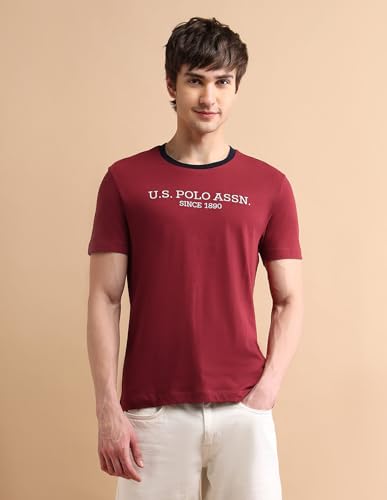 Image of U.S. Polo ASSN. Brand Printed Cotton T-Shirts for Men - Half Sleeves Mens Casual T Shirts