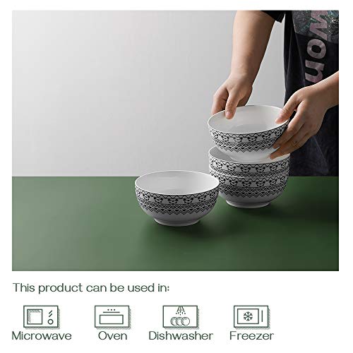 Dowan Cereal Bowls 22 Ounce, Porcelain Soup Bowls, Lightweight Bowls, Chip Resistant, Dishwasher & Microwave Safe, Modern Bohemian White Bowls For Rice Pasta Salad Oatmeal Serving, Set Of 4 #TOP4