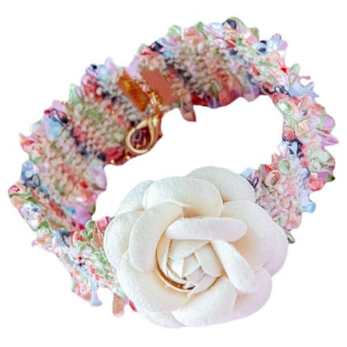 Collar de gatito con flores de lana suave antirozaduras para mascotas pequeñas 2